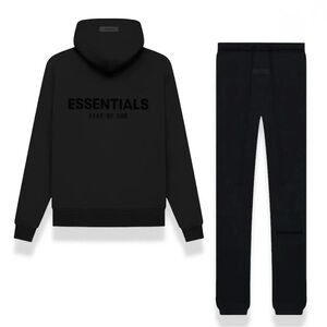 Essentials Fear of God Black Hoodie and Sweatpants Set